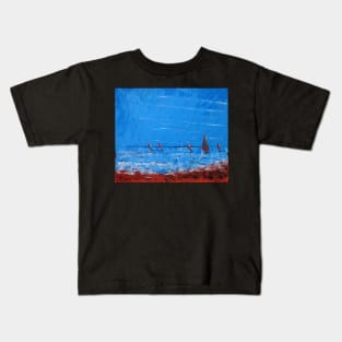 5 Yachts - Acrylic on Canvas Kids T-Shirt